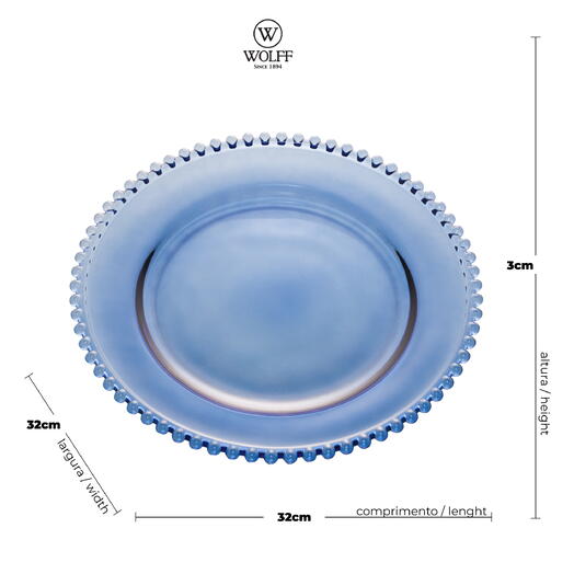 SOUSPLAT CRISTAL DE CHUMBO PEARL AZUL ESCURO 32cm